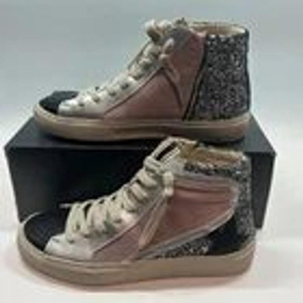 ShuShop Praise Women's Hi-Top Sneaker Lilac/Glitter/Black Side Zip Size 8